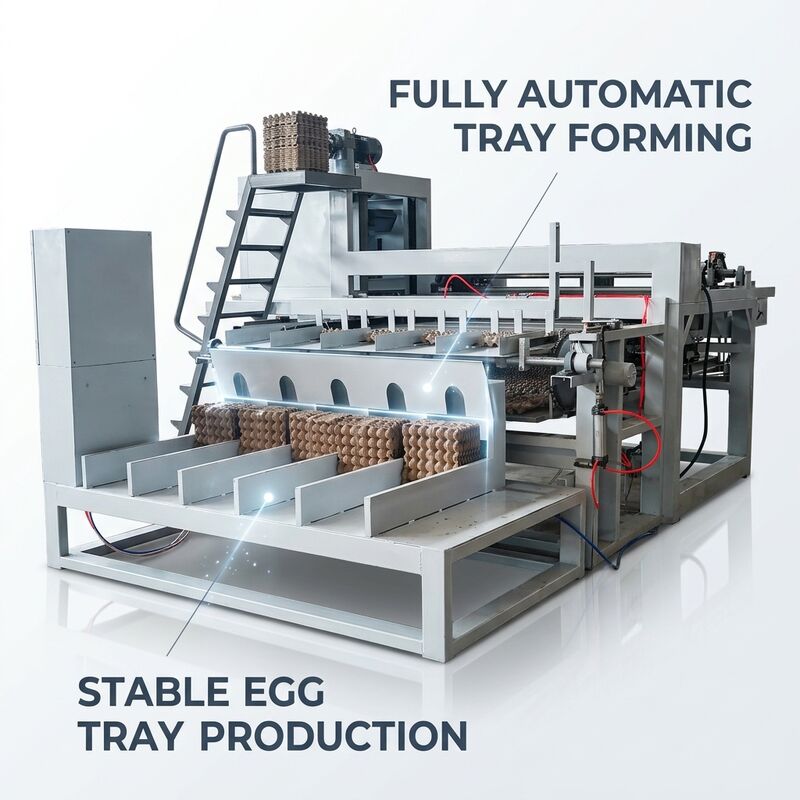 Egg Tray Making Machine with 10,000pcs/h Output, Automatic Stacking System and Recycled Paper Input for Efficient Paper Pulp Tray Production